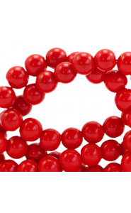 Opaque glass beads 8mm Fiery red